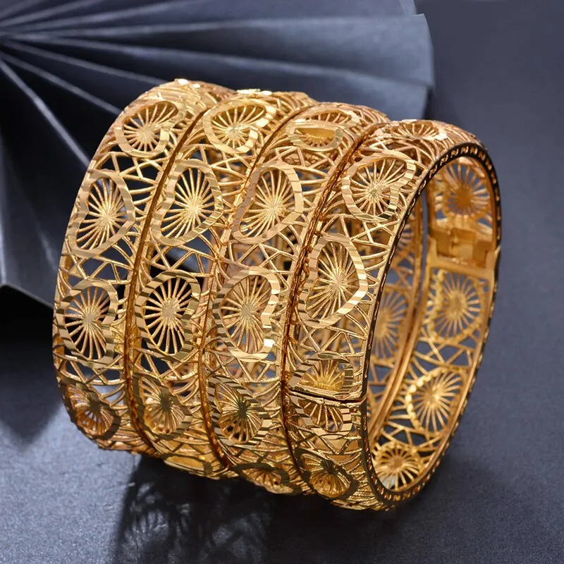 Dubai Bangles 4pcs/lot Gold color Bangles for Women