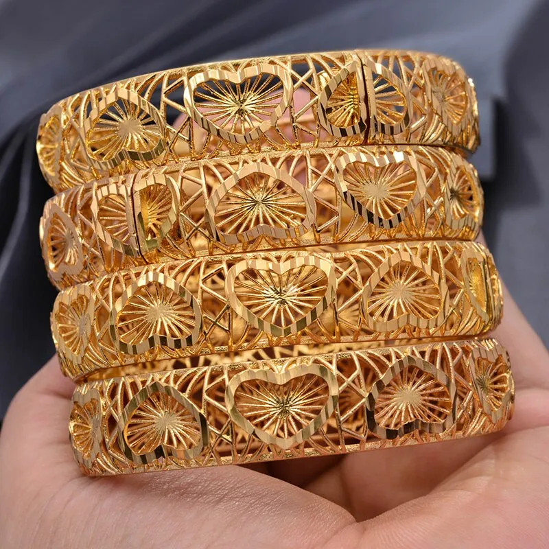 Dubai Bangles 4pcs/lot Gold color Bangles for Women