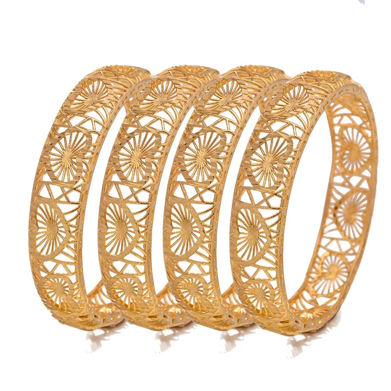 Dubai Bangles 4pcs/lot Gold color Bangles for Women