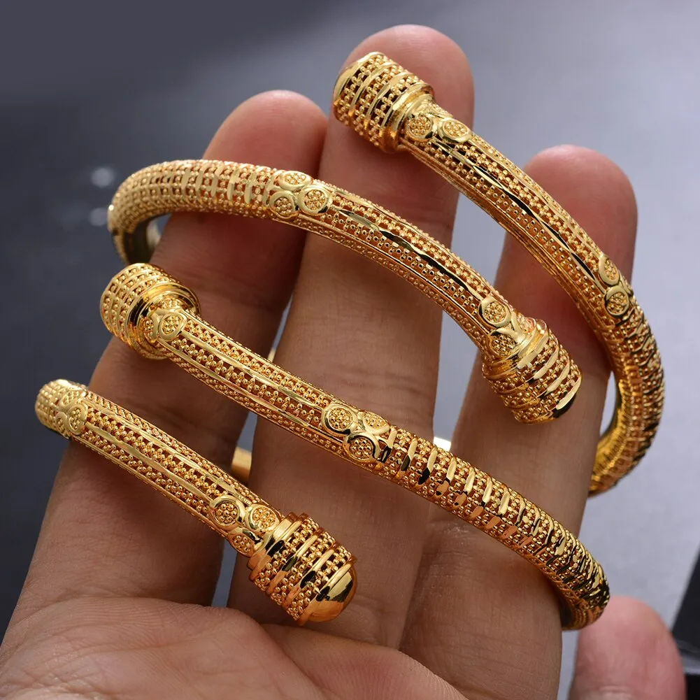 Dubai Gold Color Bangles for Women Girls Gold Color Bangles Bracelets Jewelry Gift
