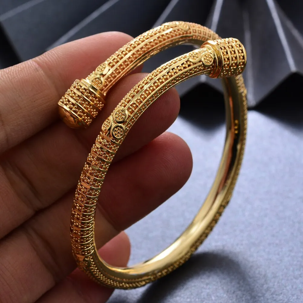 Dubai Gold Color Bangles for Women Girls Gold Color Bangles Bracelets Jewelry Gift