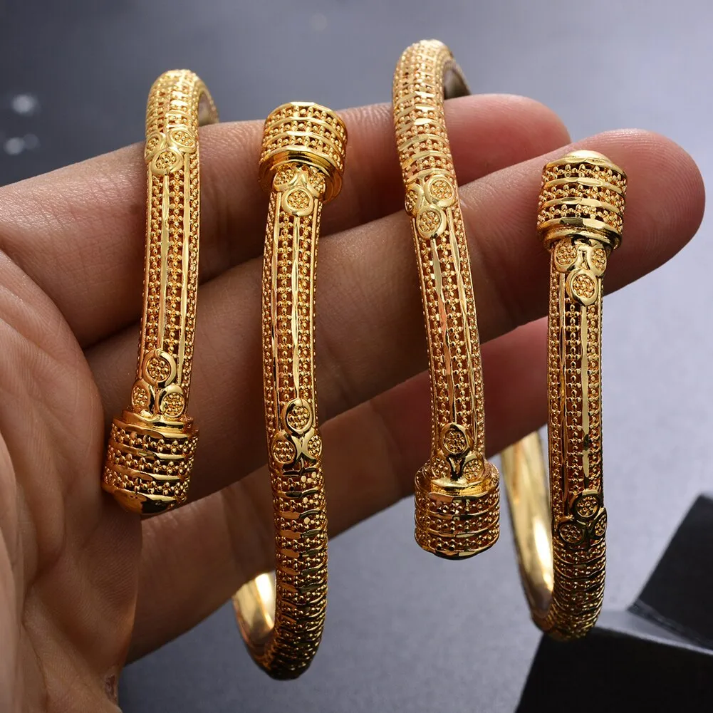 Dubai Gold Color Bangles for Women Girls Gold Color Bangles Bracelets Jewelry Gift