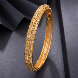 Dubai Gold Color Bangles For Women Vintage Bride Wedding Bracelet Bangles