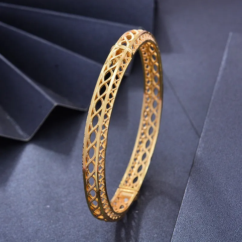 Dubai India Africa Gold Color Bangles For Women Gold lattice Bangles