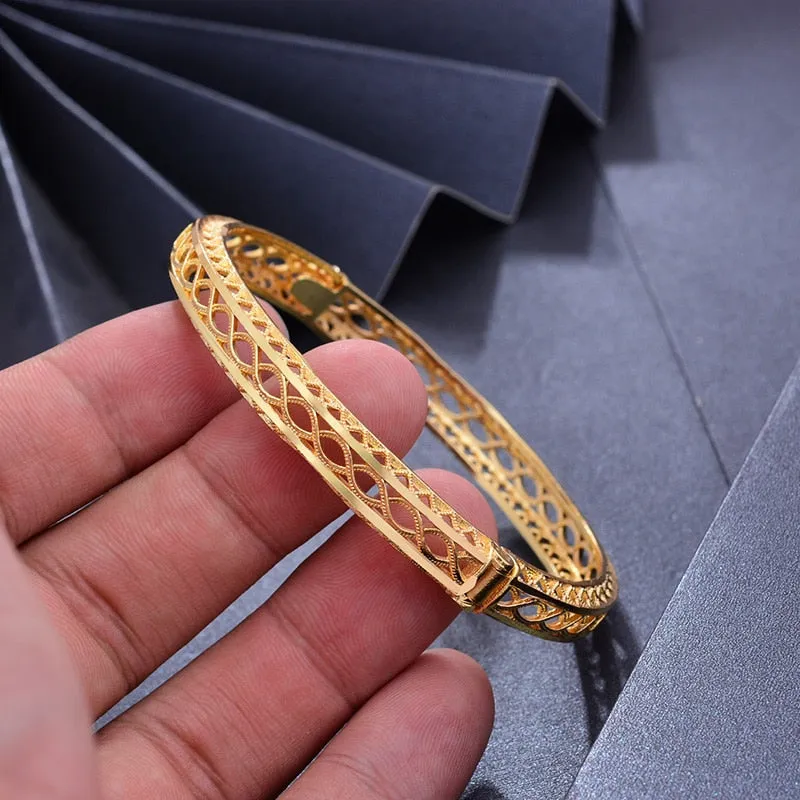 Dubai India Africa Gold Color Bangles For Women Gold lattice Bangles