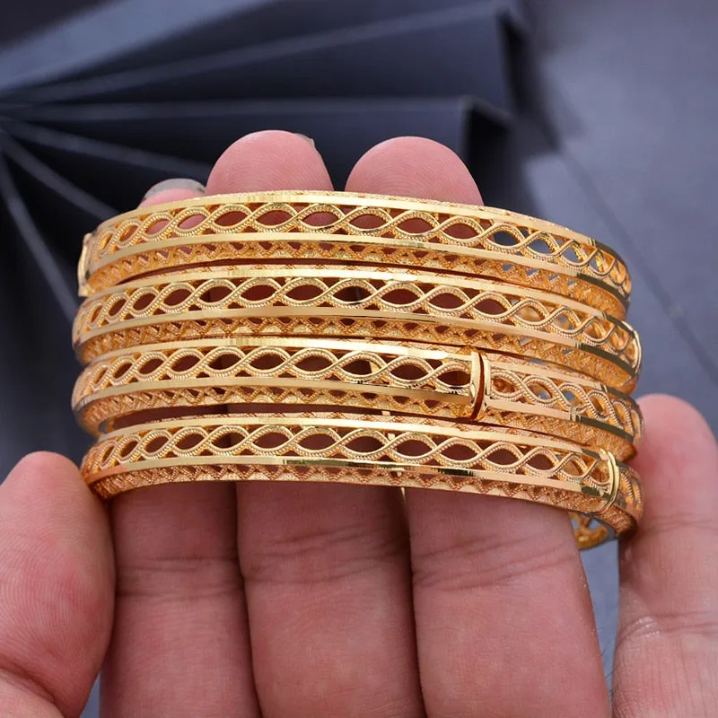 Dubai India Africa Gold Color Bangles For Women Gold lattice Bangles