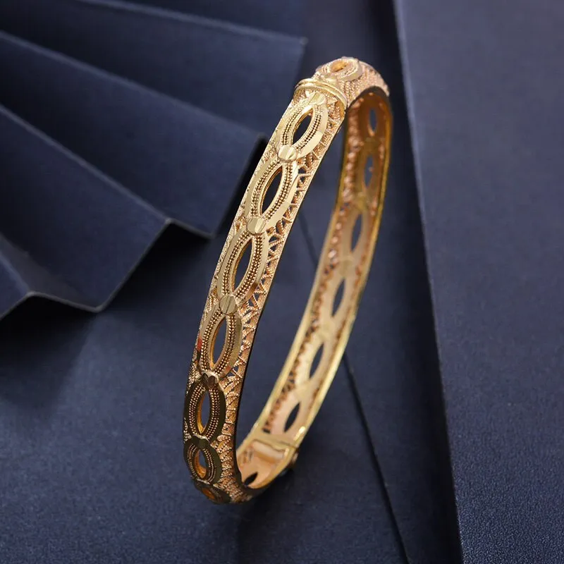 Dubai India Africa Gold Color Bangles For Women Gold lattice Bangles