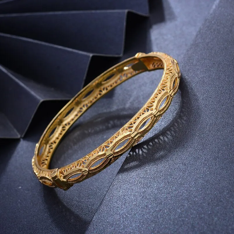 Dubai India Africa Gold Color Bangles For Women Gold lattice Bangles