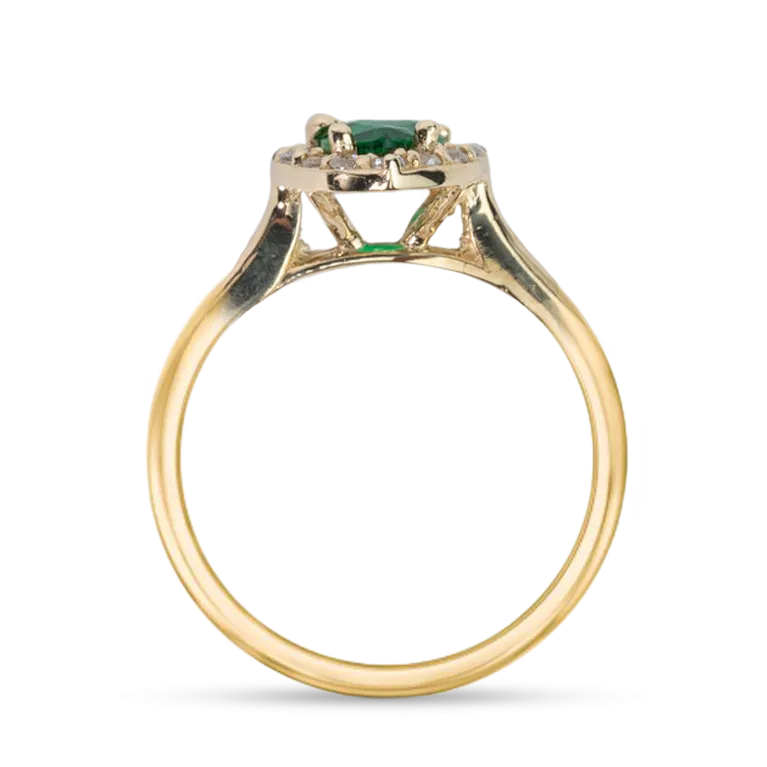 Emerald CZ Halo Pear Shape Ring
