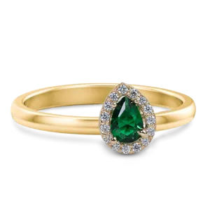 Emerald CZ Halo Pear Shape Ring