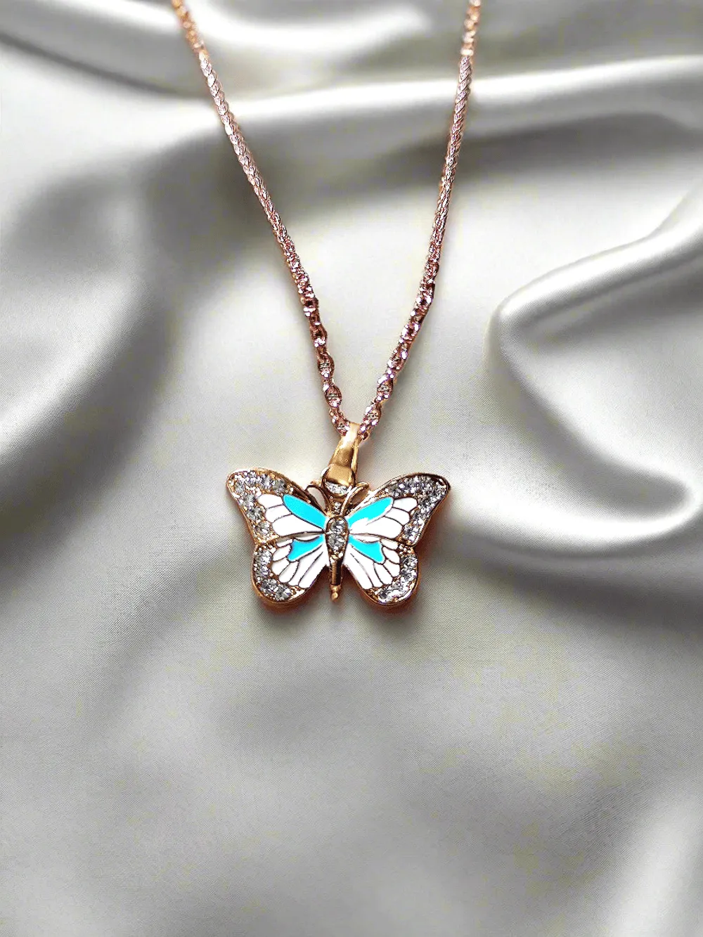 Enamel Butterfly Charms Handmade Insect rose gold chains