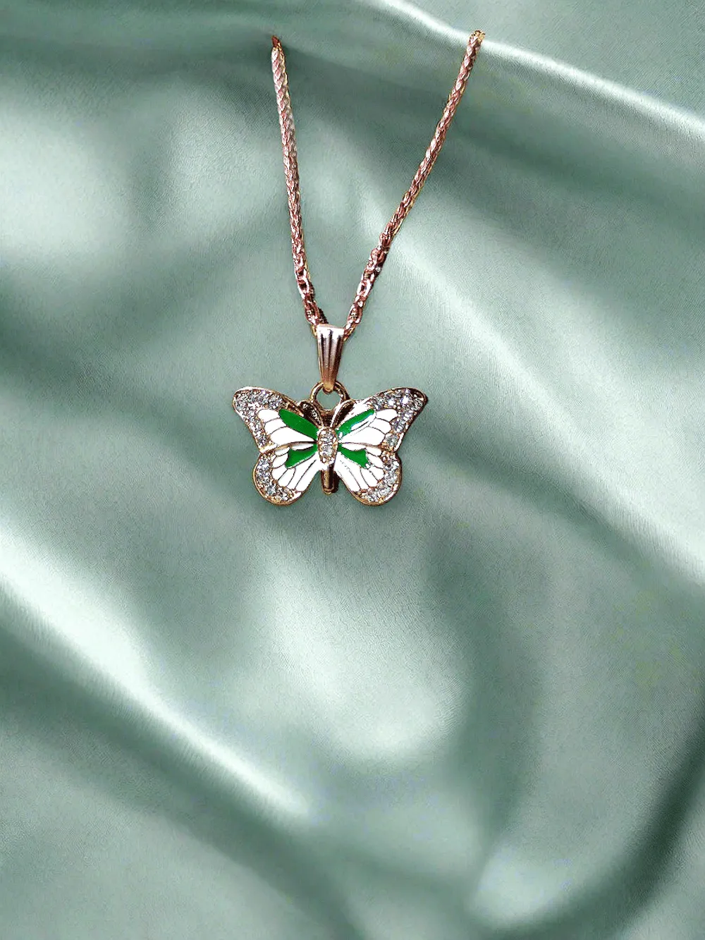 Enamel Butterfly Charms Handmade Insect rose gold chains