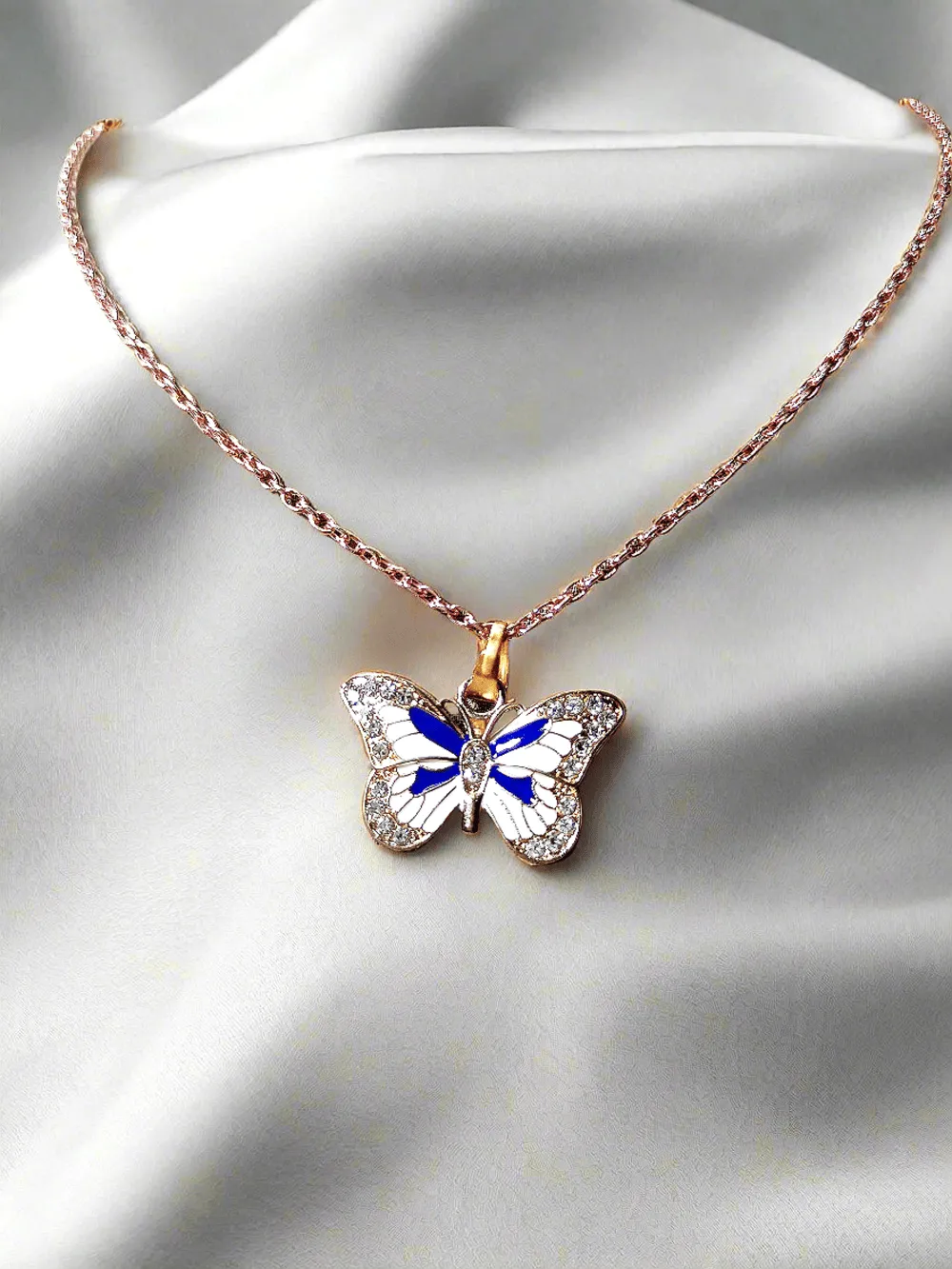 Enamel Butterfly Charms Handmade Insect rose gold chains