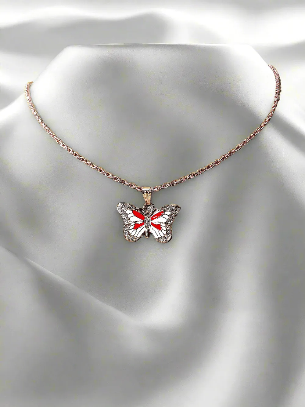 Enamel Butterfly Charms Handmade Insect rose gold chains