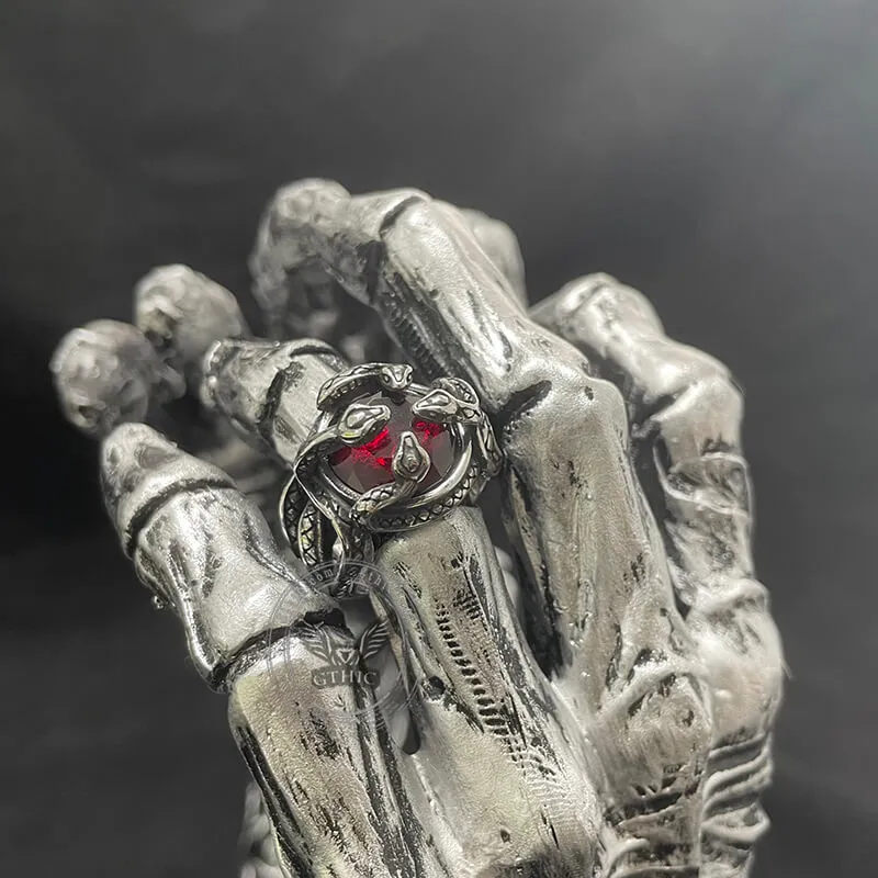 Entwine Snakes Stainless Steel Zircon Ring