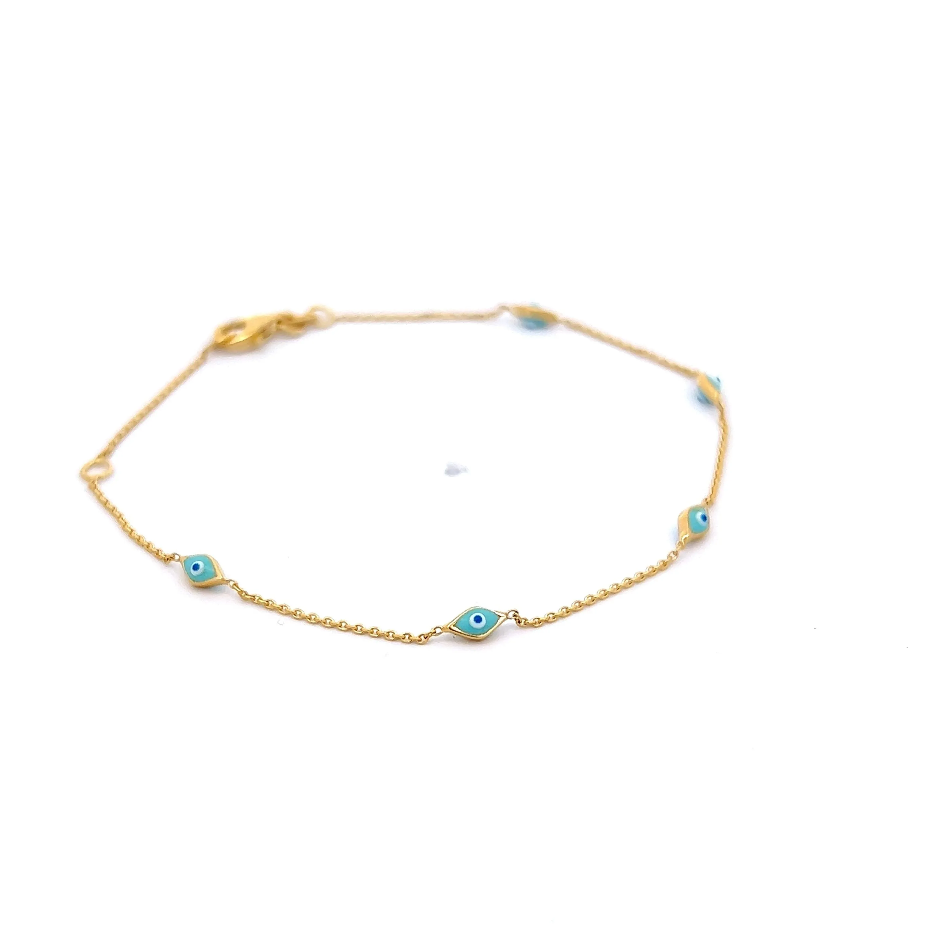 Evil Eye Turquoise Bracelet in 14k Yellow Gold