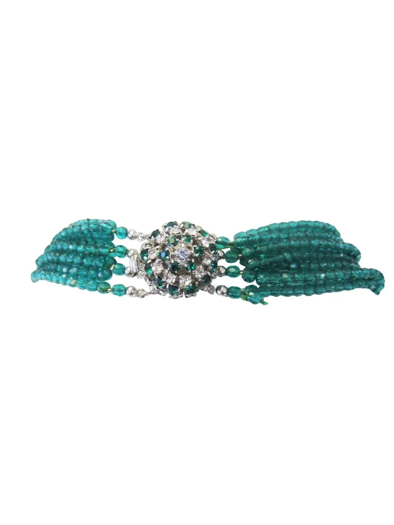 Fabulous 1964 Christian Dior Green Glass Torsade Choker