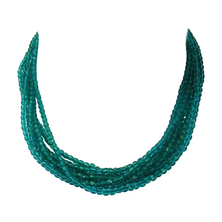 Fabulous 1964 Christian Dior Green Glass Torsade Choker
