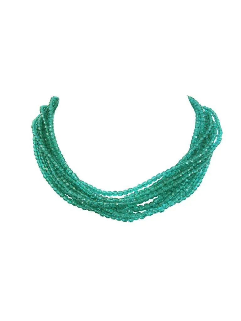 Fabulous 1964 Christian Dior Green Glass Torsade Choker