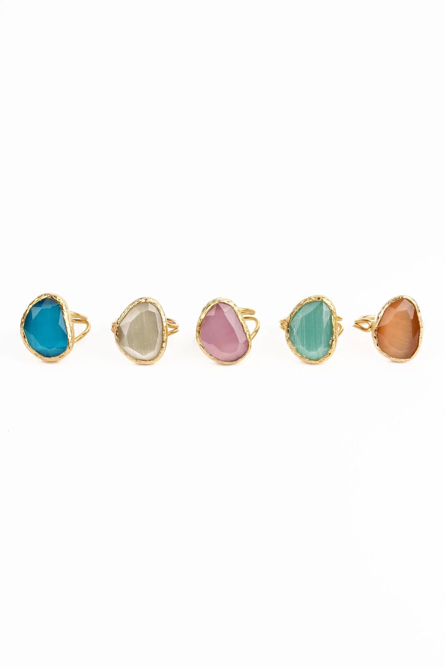 Facet Glass Adjustable Rings | Various Colours