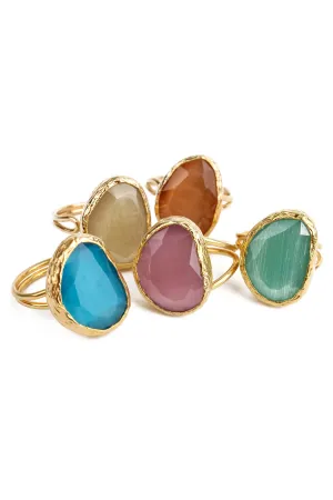 Facet Glass Adjustable Rings | Various Colours