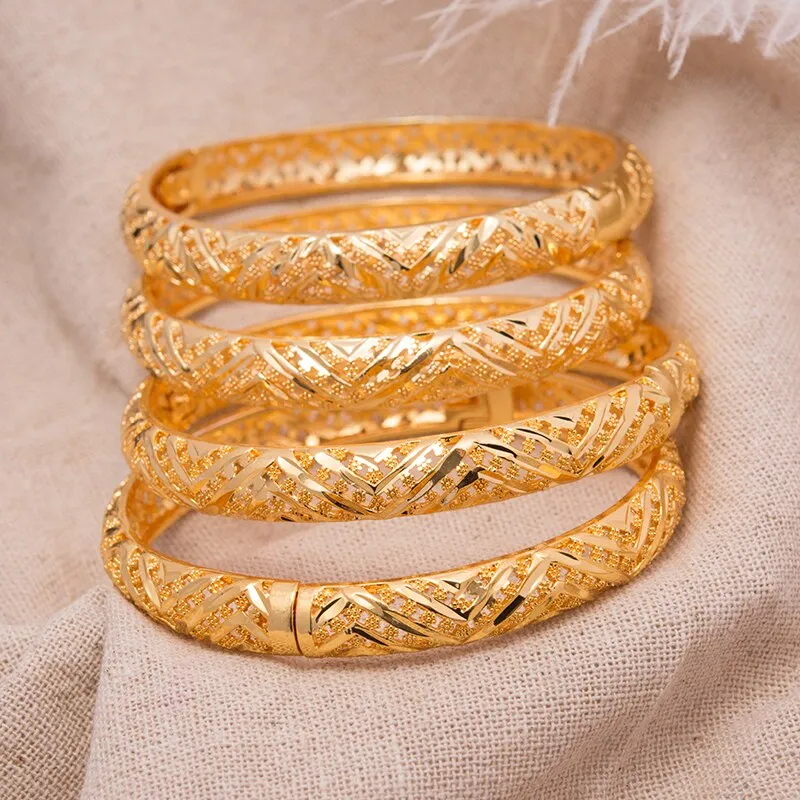 Fashion Classic Women&#39;s Bangles For Women Girl Gold Gold Color Copper Bracelet