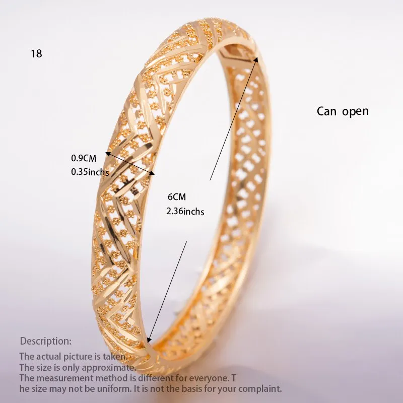 Fashion Classic Women&#39;s Bangles For Women Girl Gold Gold Color Copper Bracelet