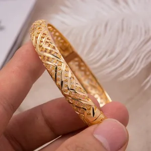 Fashion Classic Women&#39;s Bangles For Women Girl Gold Gold Color Copper Bracelet