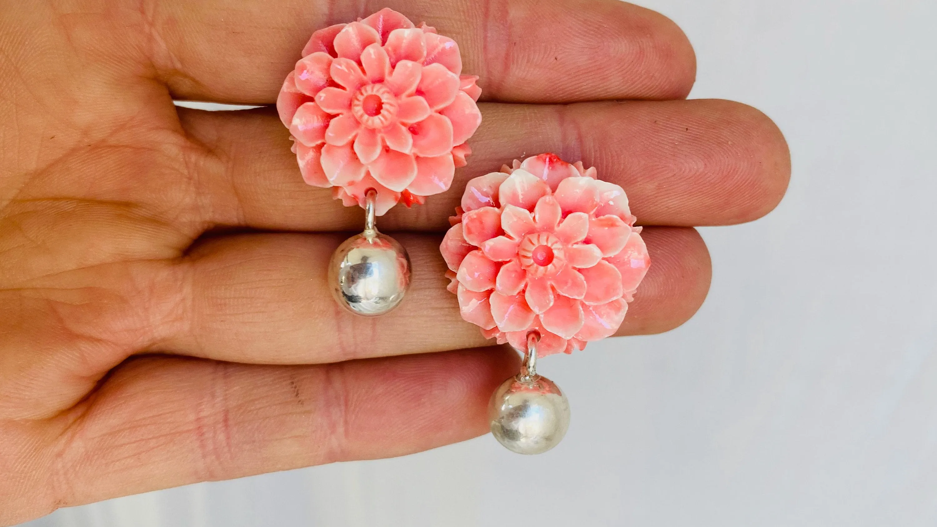 Faux Shell and Silver Earrings.