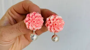 Faux Shell and Silver Earrings.