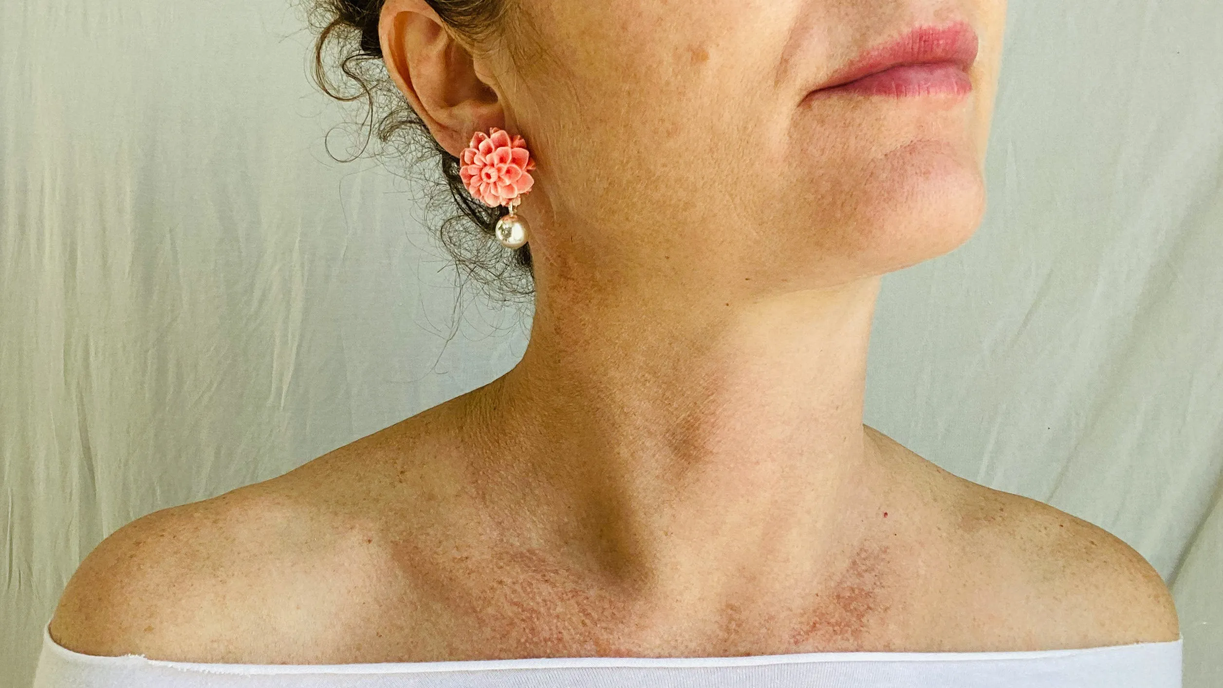 Faux Shell and Silver Earrings.