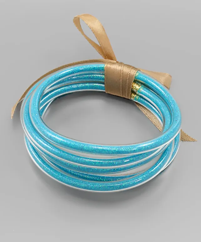 Flexible Jelly Glitter Bangle  Set