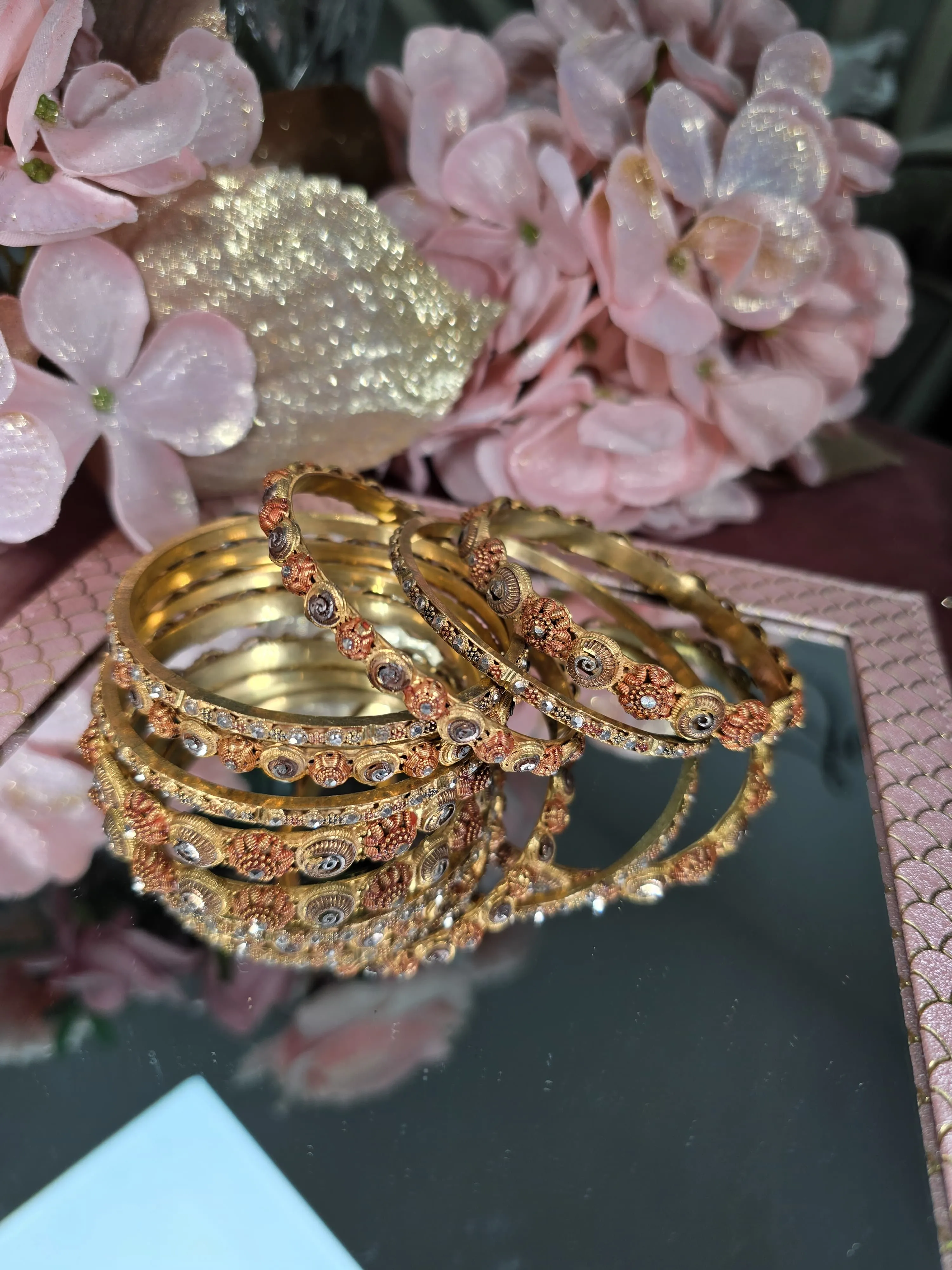 Floral Gilded Ensemble Bangles
