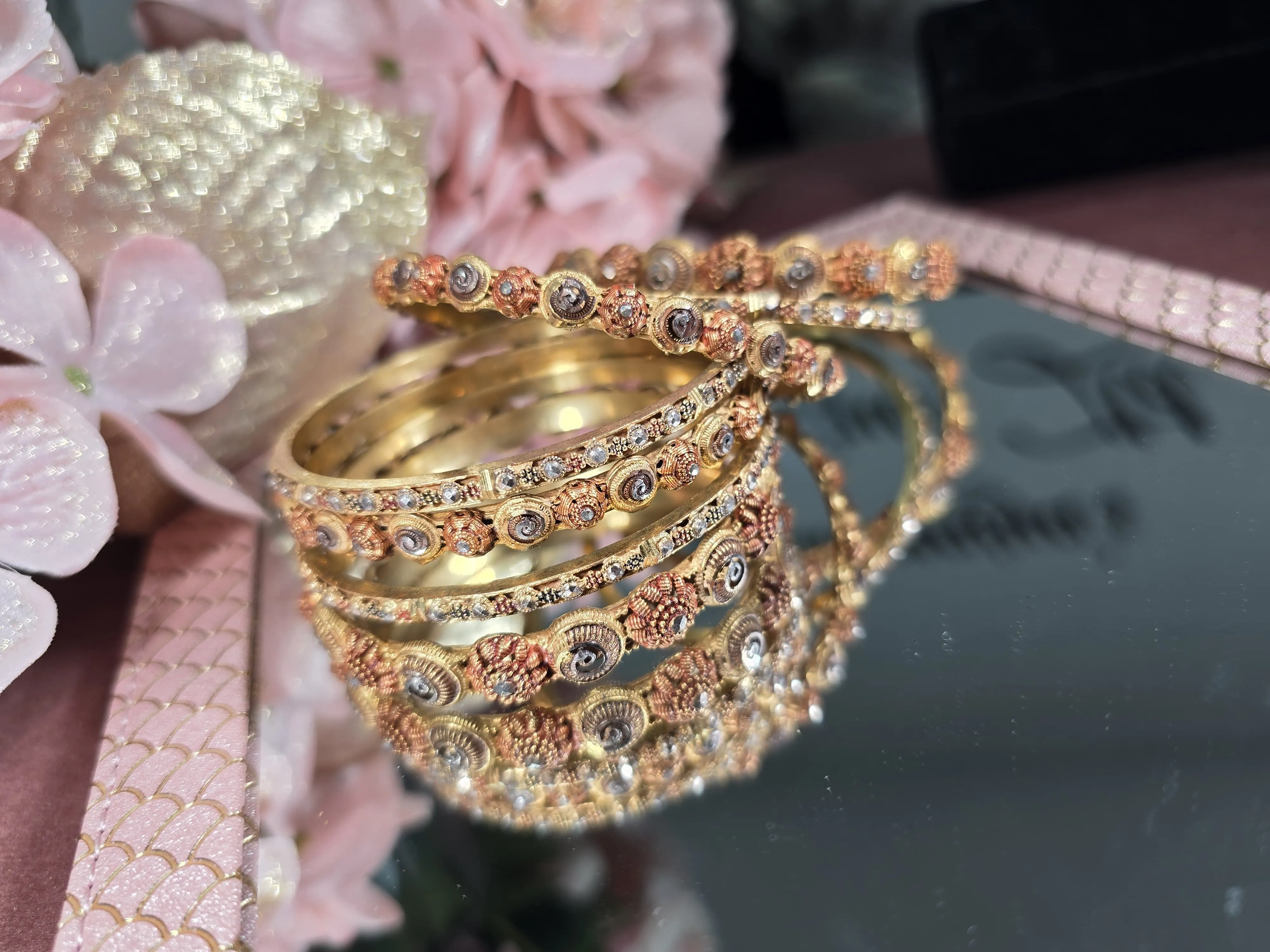 Floral Gilded Ensemble Bangles