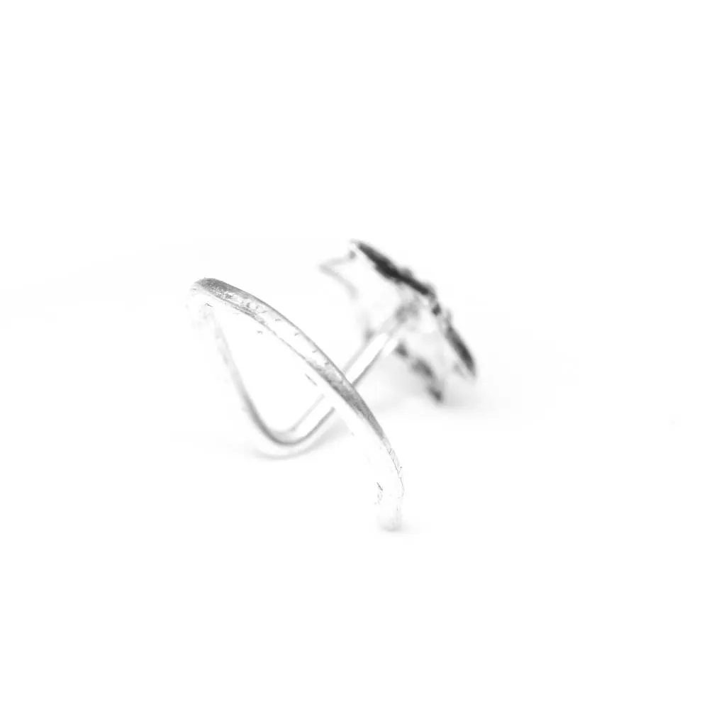 Floral shape Sterling Silver Oxidized Nose pin for Girls and women