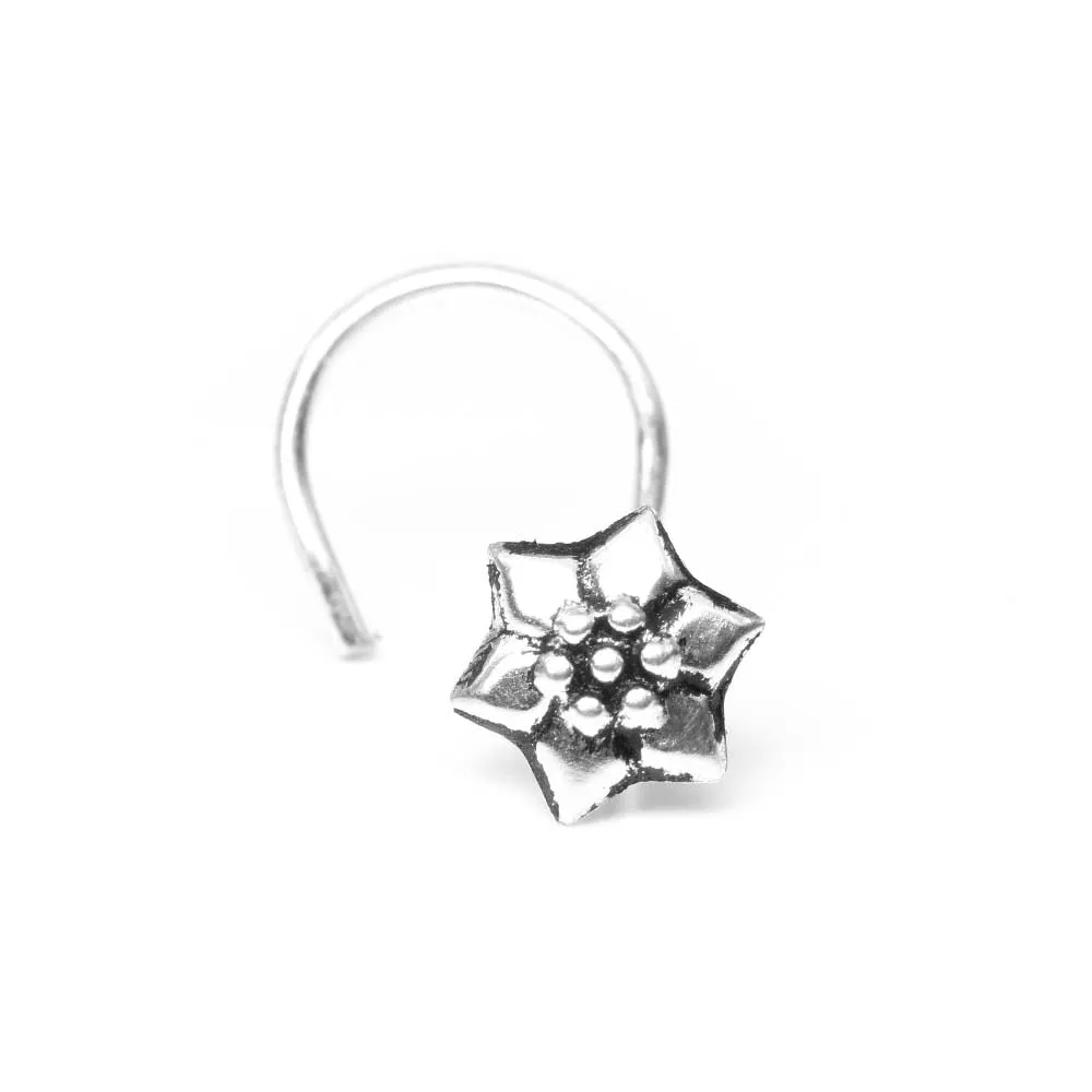 Floral shape Sterling Silver Oxidized Nose pin for Girls and women