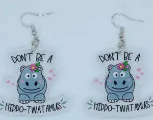 Funny Adult Humor Hippo Acrylic Earrings
