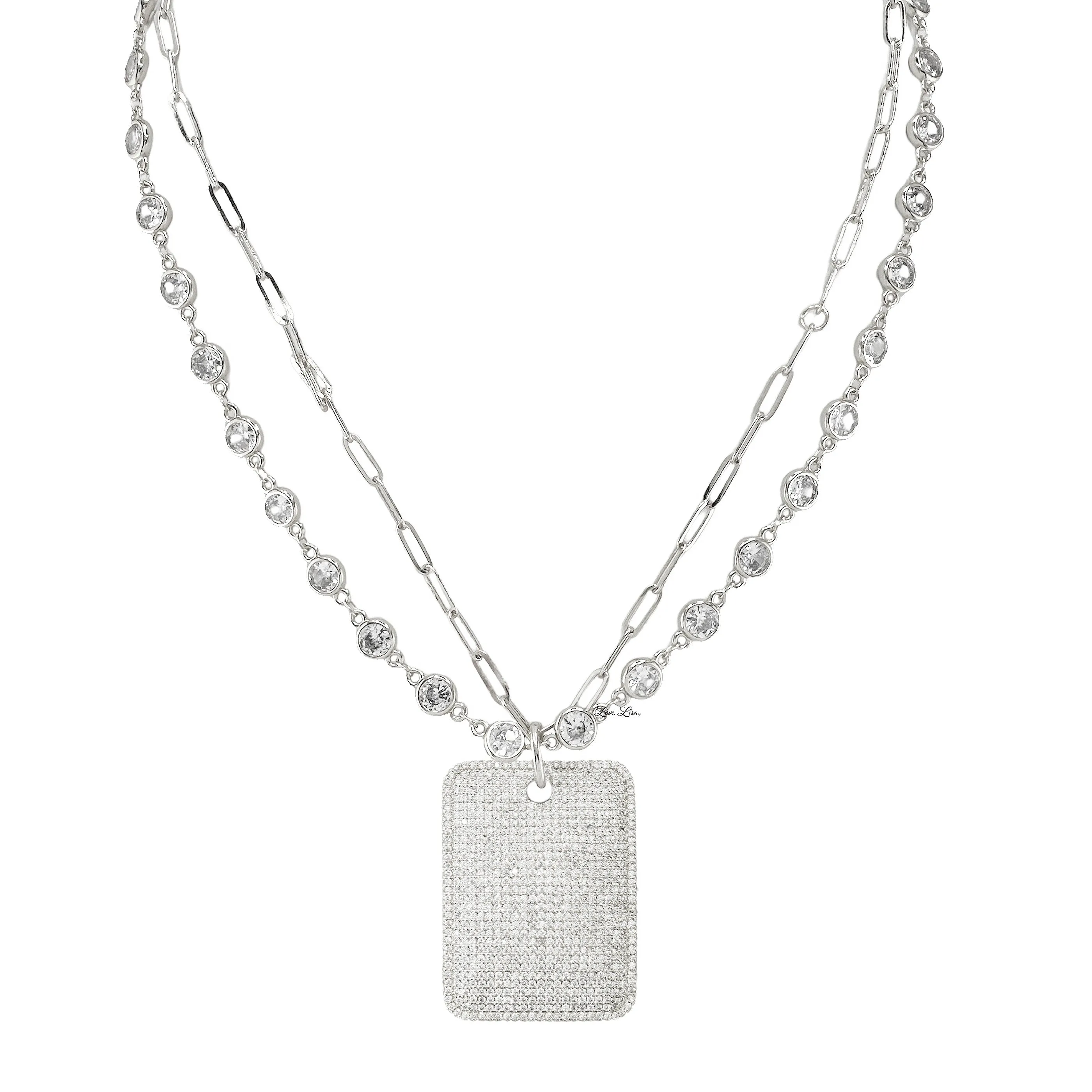Gabby Diamond Dog Tag Necklace