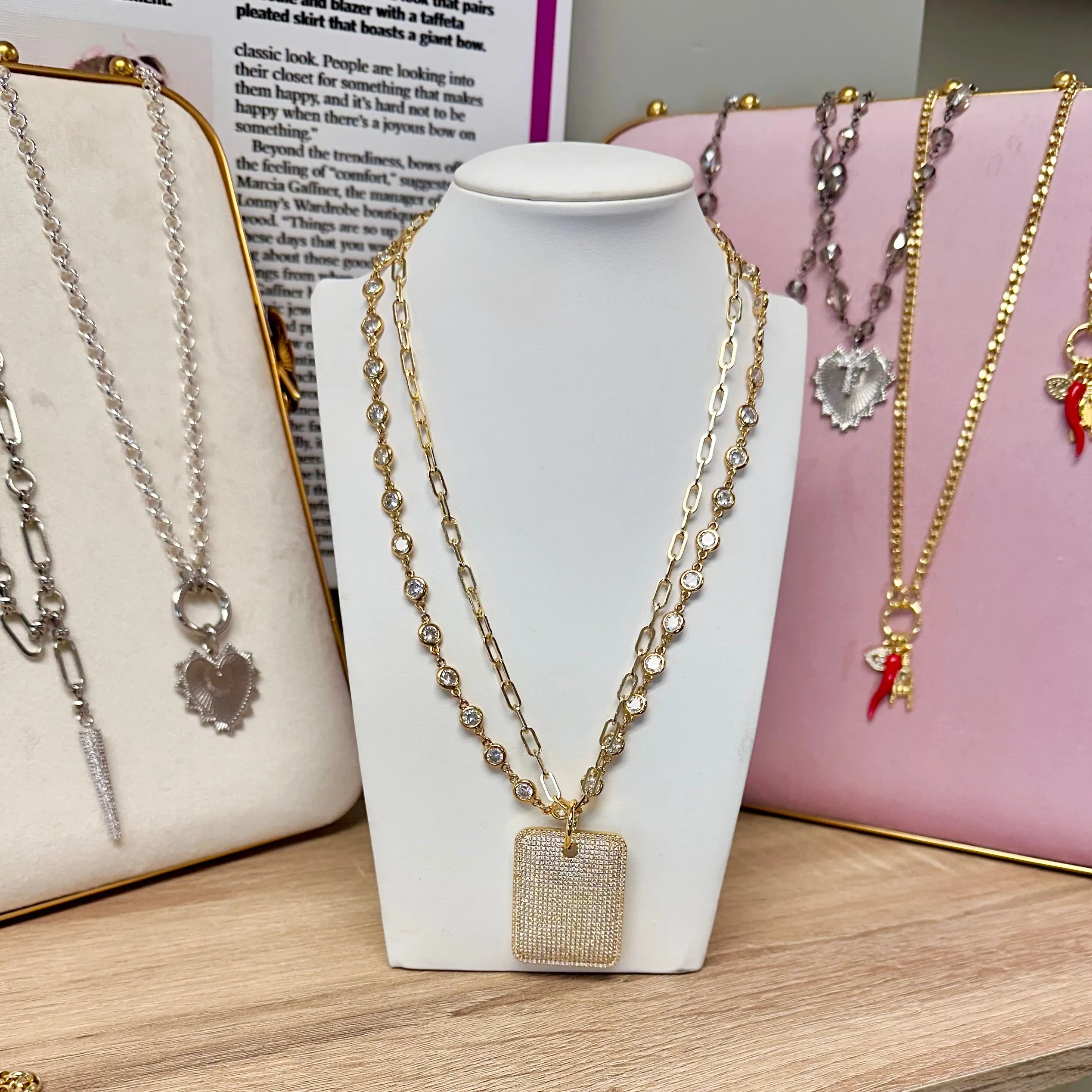 Gabby Diamond Dog Tag Necklace