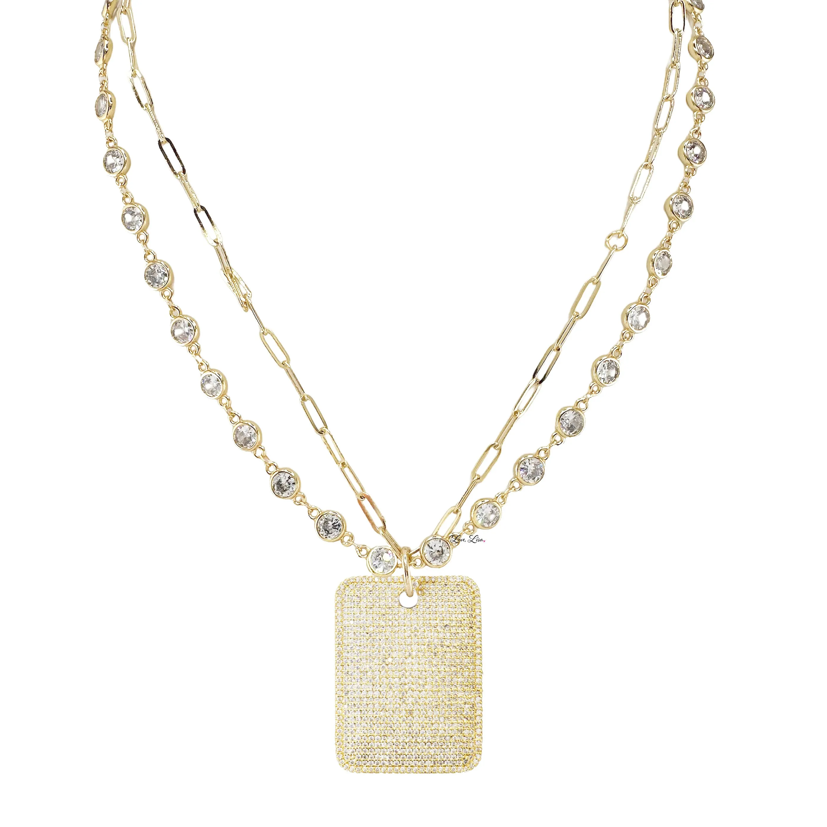 Gabby Diamond Dog Tag Necklace