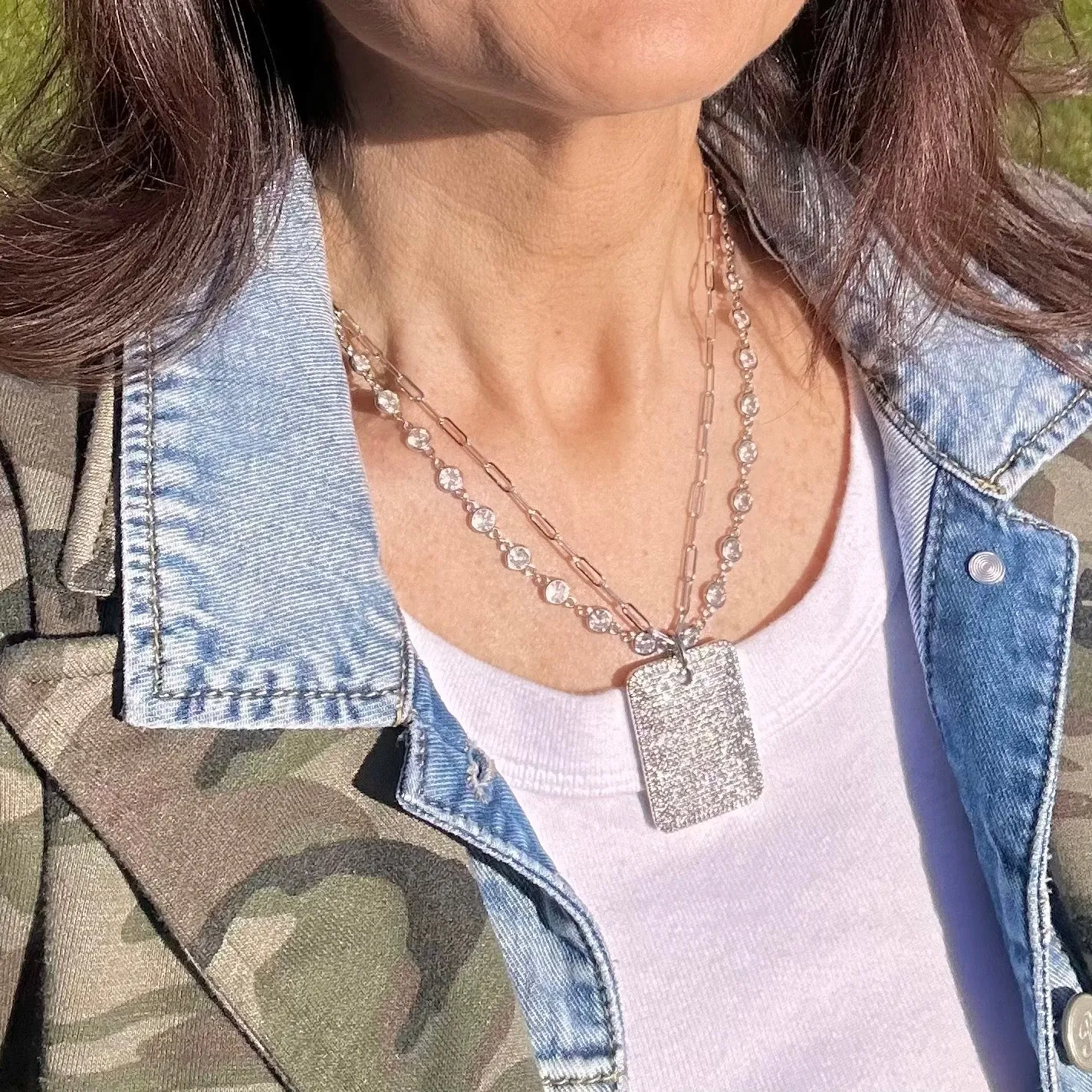 Gabby Diamond Dog Tag Necklace