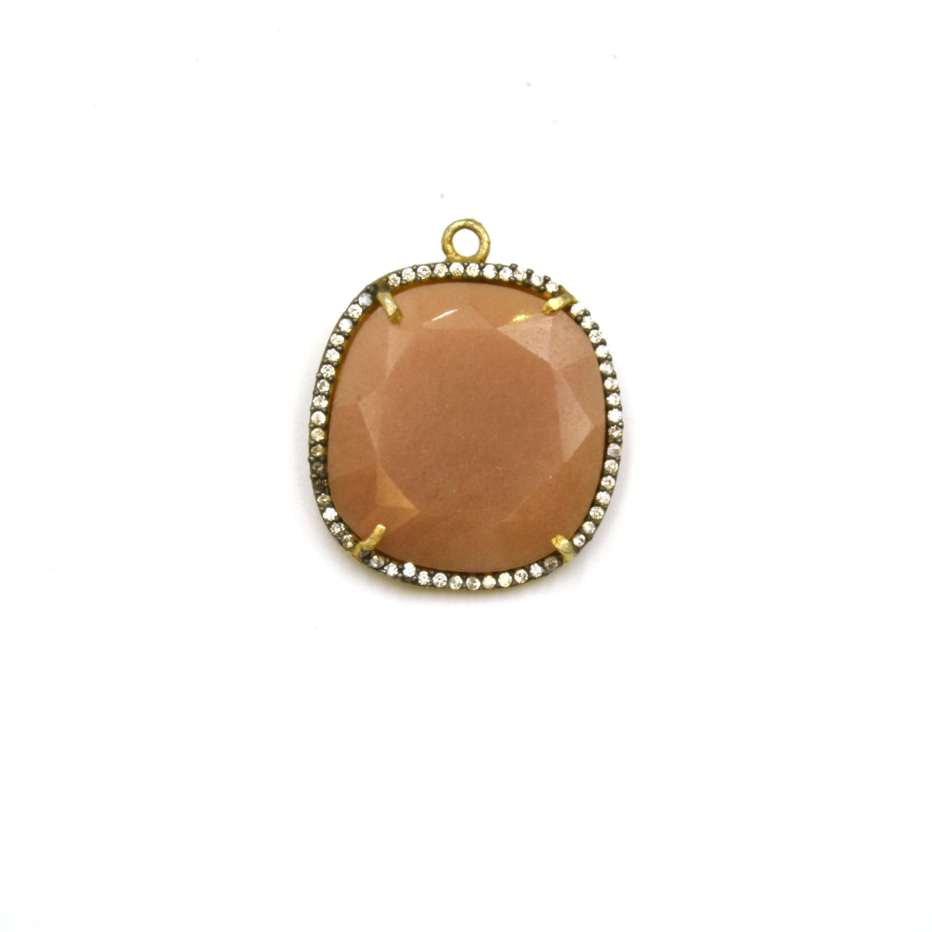 Gemstone CZ Bezel Pendant Cushion Shaped Pendant - Measures 22mm x 24mm