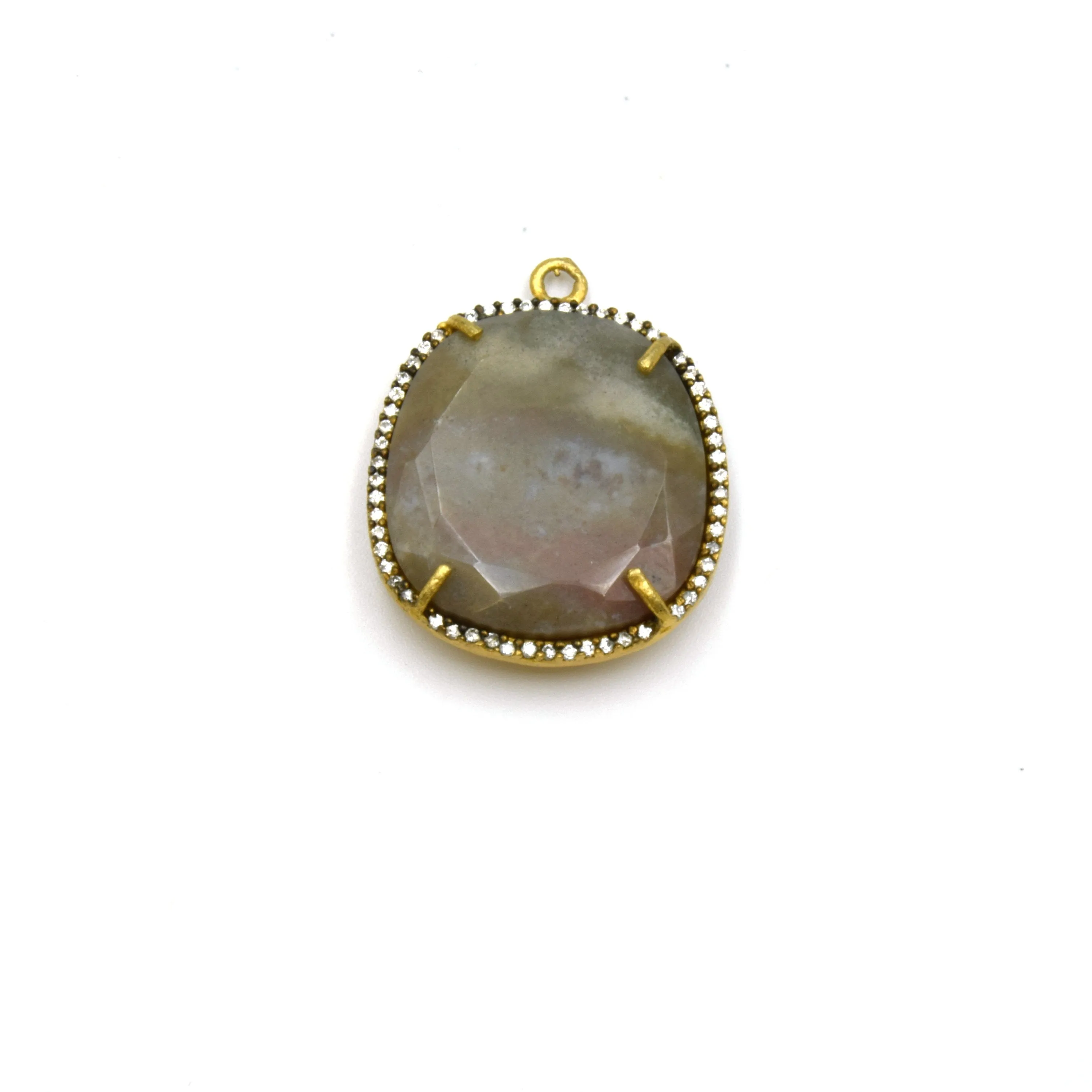 Gemstone CZ Bezel Pendant Cushion Shaped Pendant - Measures 22mm x 24mm
