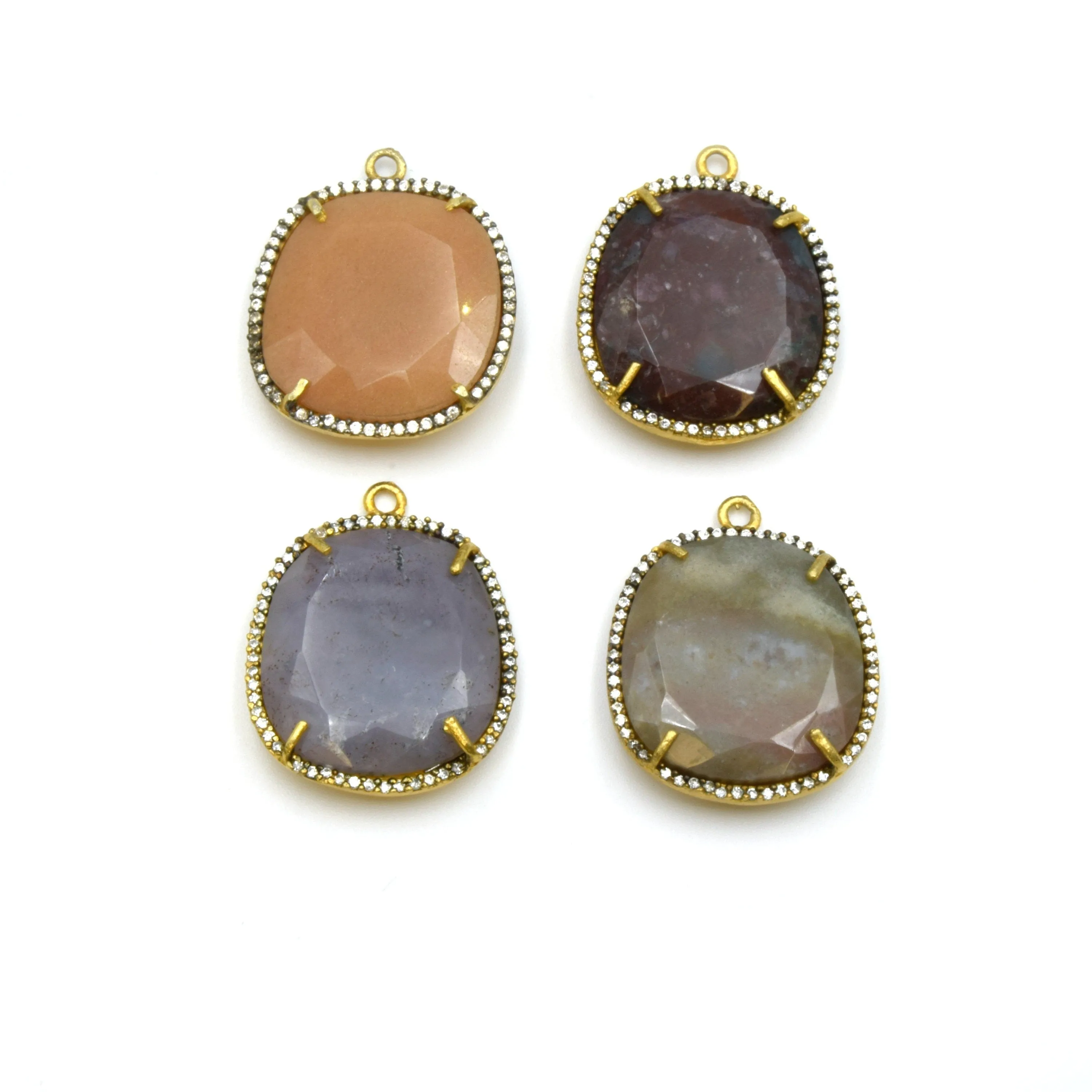 Gemstone CZ Bezel Pendant Cushion Shaped Pendant - Measures 22mm x 24mm