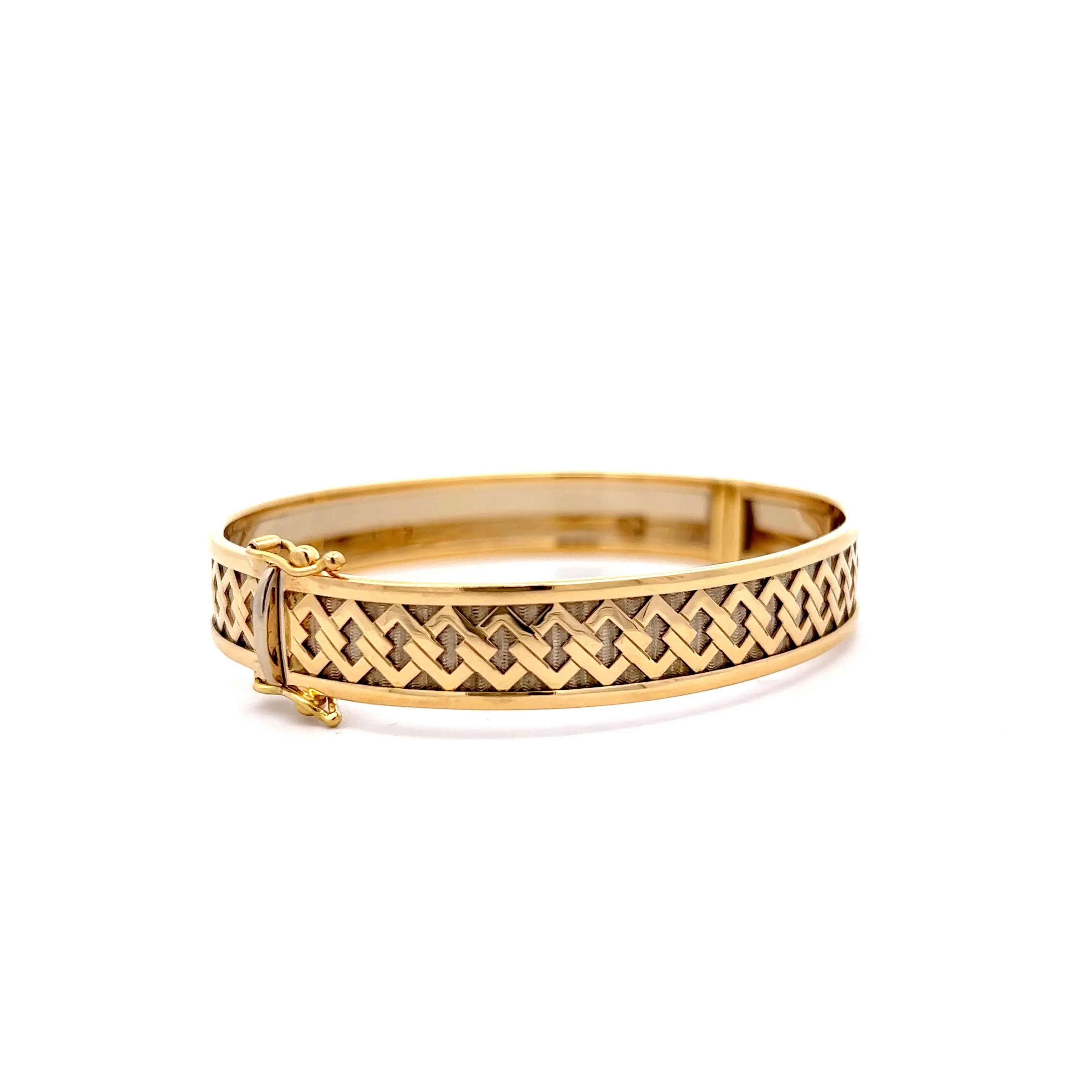 Geometric Bangle Bracelet in 18k Yellow & White Gold