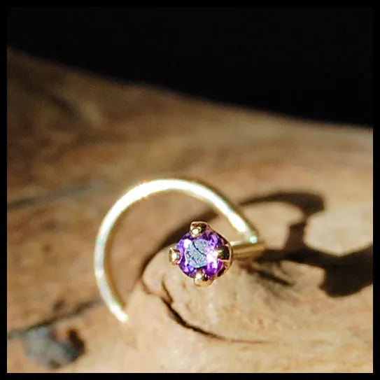 Gold and Amethyst Nose Stud