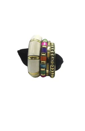 Gold Brass Wood Resin set of 4