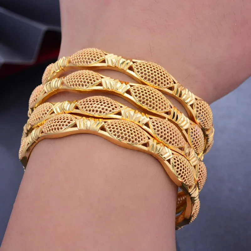 Gold Color Bangles for Women Girl wedding Bangles Birthday Gifts
