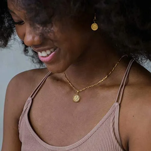 Gold Initial Necklaces for Women Girls, 14K Gold Plated Layering Paperclip Link Chain Necklace