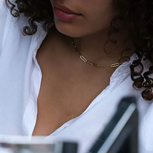 Gold Initial Necklaces for Women Girls, 14K Gold Plated Layering Paperclip Link Chain Necklace